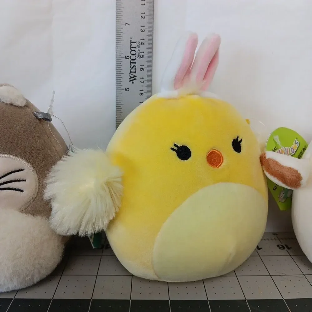 Squishmallow Aimee Yellow Chick w/ Bunny Ears-Rie Otter-Todd the Rooster Lot New